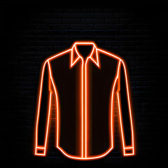 Wall Mural - Orange Neon Shirt Icon: Stylish Apparel Symbol with Neon Glow(Generative AI)