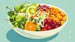 A depiction of a vegetarian Buddha bowl with colorful ingredients  raw AI generated illustration