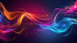 Vibrant Neon Fractal Wallpaper with Space. Abstract Fluid Design Featuring Colorful Liquid Shapes and Splashes on Dark Background. Dynamic Energy Flow with Vibrant Color Waves in 3D Illustration Style