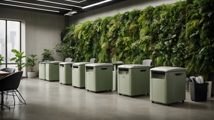 Wall Mural - Modern office environment with greenery and waste management system