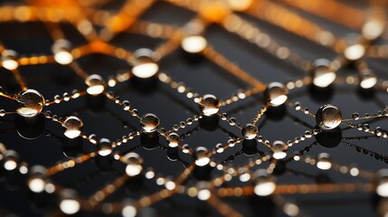 Artistic close-up of dew drops on a spider web