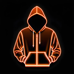 Sticker - Orange Neon Hood Tee Shirt Icon: Add a Pop of Color to Your Wardrobe(Generative AI)