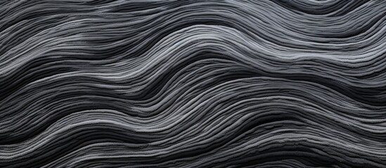 Poster - A detailed closeup shot of a monochrome painting featuring waves, with intricate patterns and textures resembling wood and metal surfaces