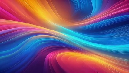 Calming Rhythm 3d abstract colorful background, curve shape with  lines effect and looping motion for business backdrop.