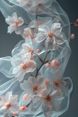 Wall Mural - ethereal floral veil - delicate pastel petals in captivating 3d render