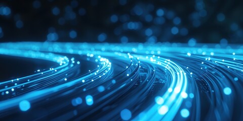 Poster - background with the image of information transmission through light data cables. high-speed internet