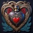 golden heart with ribbon hart
