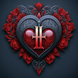 golden heart with diamonds new icon logo with metal 