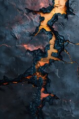 Wall Mural - Molten Crevice of Forbidden Geothermal Depths in Dramatic Arctic Sunrise Palette