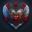 golden heart with diamonds new icon logo with metal 