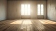 An empty room with sunlight streaming through an open window  AI generated illustration