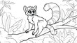 Lemur sits on a tree in the jungle. Coloring page f