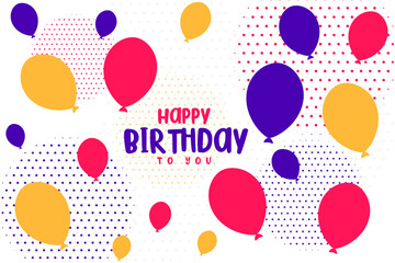 Wall Mural - playful happy birthday greeting template with halftone effect