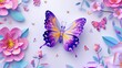 Whimsical paper garden, exquisite butterfly and floral sculptures. crafted with care, illustrating dreams and romance, perfect for banner displays with organic charm