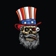 Uncle Sam Skull Wearing Hat And Smoking Cigar Vector Graphic