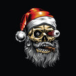 Santa Claus Skull Wearing Hat And Smoking Cigar Vector Graphic