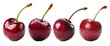 set of red cherry fruit on transparent background