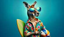 Kangaroo, Animal, Funny, Summer, Tropical, Beach, Zoo, Copy Space, Illustration