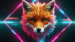 Beautiful picture of a colorful fox. Futuristic