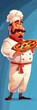 cartoon chef holding pizza mustache splash half man bear pig electronic ads streaming exquisite fat extremely brush cooking