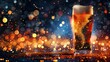 © Cary - glass beer table lights spell fiery particles portrait holding pint ale sparkling nebula golden ribbon