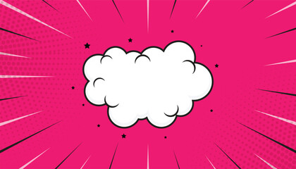 Poster - Blank comic cartoon pink background with Cloud. empty dialog halftone background. Comic background cartoon style