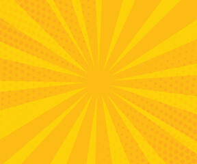 Poster - Pop art yellow comics book background. Cartoon funny retro pattern strip mock up. Vector halftone illustration. magazine cover, speech bubble, message