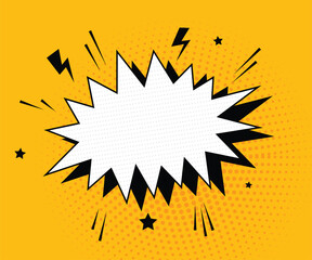 Poster - Pop art halftone background. dots and beams. Superhero wow banner. Comic starburst pattern. Vector illustration