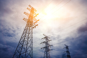 Looking up at the towering electric tower