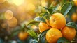 Bright citrus fruits rich in vitamins, on a sunlit blurred background,