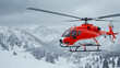 A flying rescue helicopter in Snowy stormy mountain, Rescue operation, Emergency concept, flying
