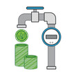 Eco-friendly water consumption. A water metering and saving device. Color illustration
