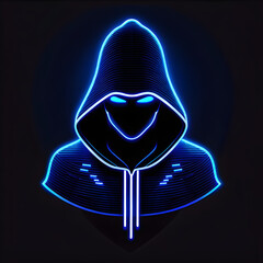 Sticker - Indigo Neon Hood Tee Shirt Icon: Elevate Your Wardrobe with Unique Indigo Glow(Generative AI)