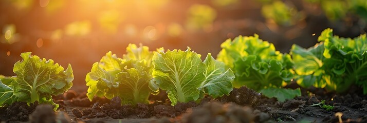 Wall Mural - Flourishing Lettuce Leaves in Lush Green Garden