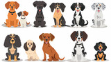 Fototapeta Pokój dzieciecy - Cartoon dogs collection Flat vector isolated on white