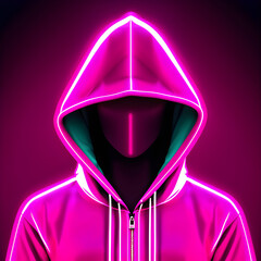 Sticker - Pink Neon Hood Tee Shirt Icon: Add a Pop of Pink to Your Style with this Trendy Icon(Generative AI)