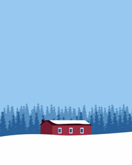 Wall Mural - Snow, cabin, poster, banner