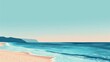 A minimalist illustration of a peaceful coastal scene, gradient from the transparent azure sea to the untouched sandy coastline, for overlaying inspirational quotes.