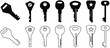Retro vintage keys silhouettes vector set collection. Keys Silhouette Collection. Key Line Art icon set. key safe car square door security lock metal object vector graphic isolated
