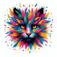  Isolated Colorful Cat on a Clear PNG Canvas, Generative AI