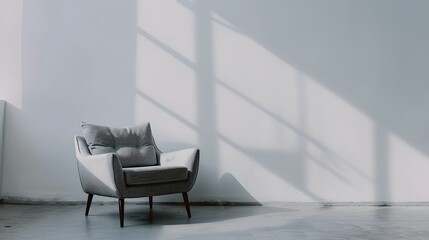 Wall Mural - modern minimalist interior with armchair and shadows. stylish home design, simplicity and elegance i