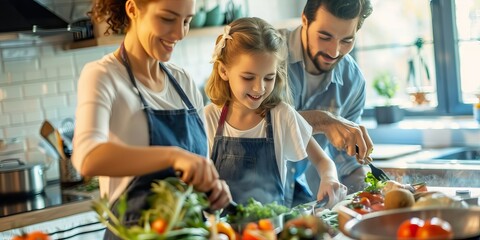 Family cooking together in the kitchen