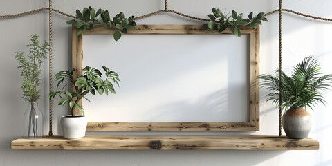 Wall Mural - Wooden frame mockup 