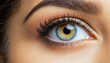 Close up detail beautiful female eye macro, fashion naturel makeup.