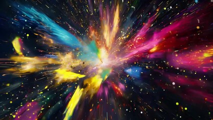 Wall Mural - Colorful bursts of light converging to create an intricate web of abstract explosions.