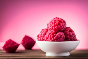 Raspberry fruit in a bowl, ripe red raw sweet natural food juicy raspberries, framboise, frambuesa, image 