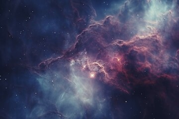 Wall Mural - a closeup shot of a mysterious, glowing and colourful nebula in space