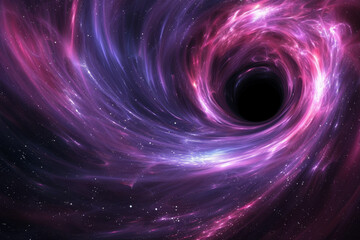 Wall Mural - A purple and pink swirl of space with stars and a black hole in the center