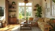 © Muzikitooo - Boho, country home interior design of modern living room.