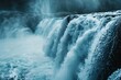 : A grand waterfall, with its powerful water mass taking various shapes in a time-lapse, representing the intensity and beauty of nature